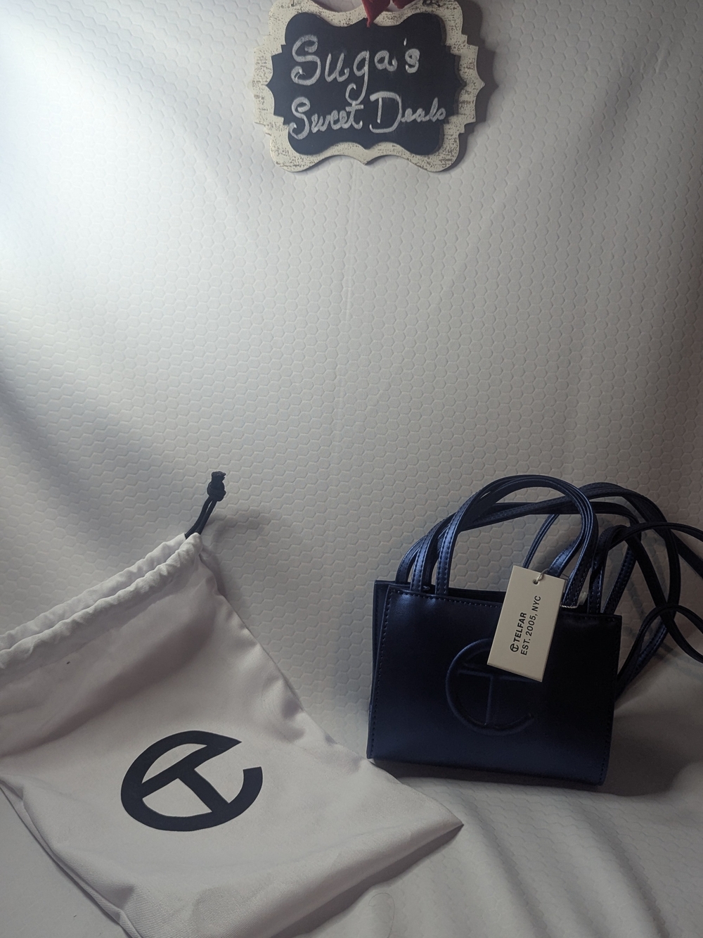 Telfar Blue (Sheen) Mini Shopping Bag with Long Straps